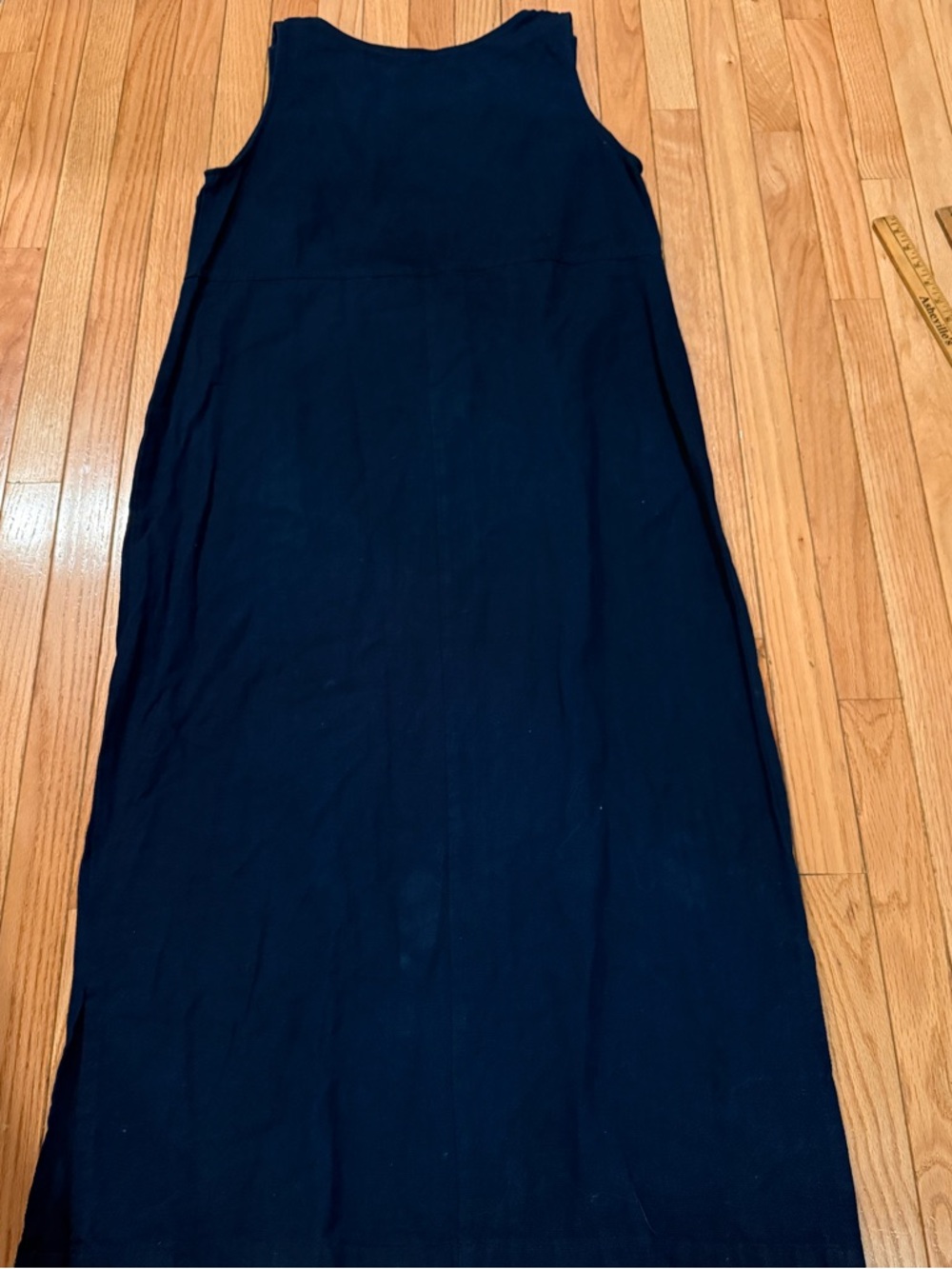 Navy Maxi Overall Dress Button Straps Size XL Cottage modest - Picture 6 of 6